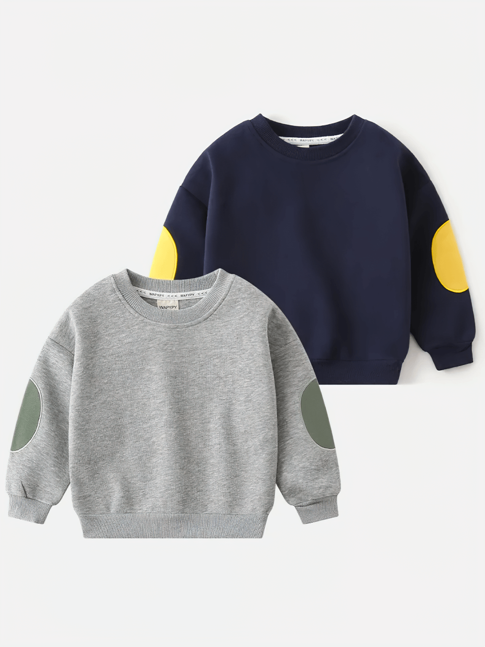 Round Neck Sweatshirt with Contrasting Sleeves - SF3550 in gray and navy colors with playful color block design for kids.